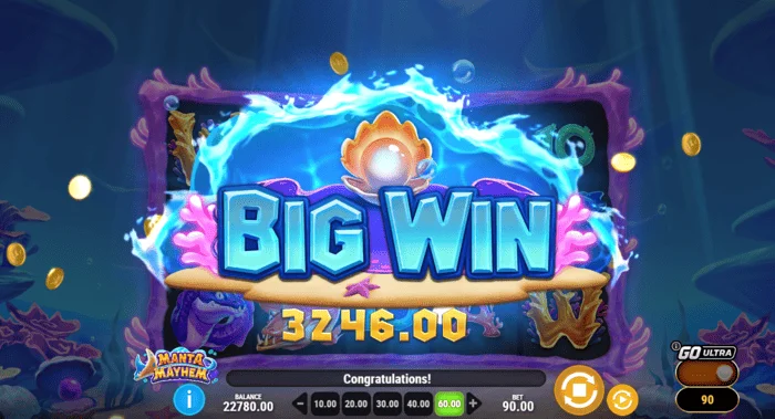 Manta Mayhem - μεγάλη νίκη σε Free Spins με πολλαπλασιαστή x10
